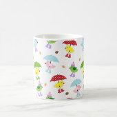 Wirbellose Vögel in Regenstiefeln Nahtloses Muster Verwandlungstasse (Mittel)