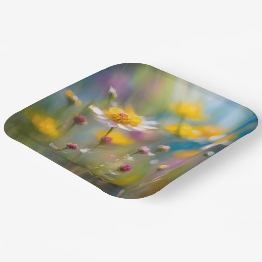 Wirbellose Wildblumen im Wind Pappteller (Gewinkelt)