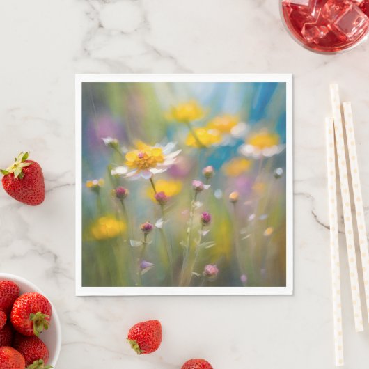 Wirbellose Wildblumen im Wind Serviette (Beispiel)