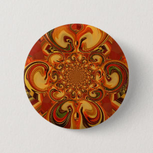 Wirbelmuster: Orangetöne, Braun & Grün Button