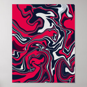 Wirbelnde abstrakte Kunst in Rot, Schwarz und Weiß Poster
