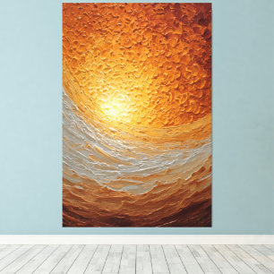 Wirbelnde Amber- und Creme-Textur-Abstraktwand Leinwanddruck