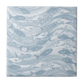 Wirbelnde Fischschule in Blau ID1200 Fliese (Vorderseite)
