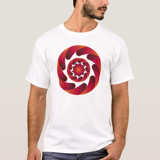 Wirbelnde Flammen-Mandala – Rotes & Oranges abstra T-Shirt (Vorderseite)