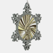 Wirbelnde goldene schneeflocken Zinn-Ornament (Links)