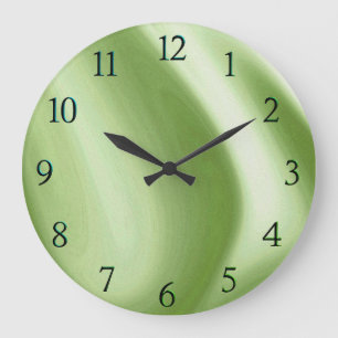 Wirbelnde grüne Farbtöne-Zahlen Große Wanduhr