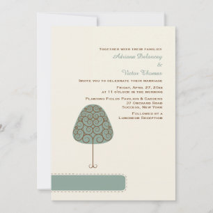 Wirbelnde Hochzeitseinladung mit Baum-Motiv Einladung
