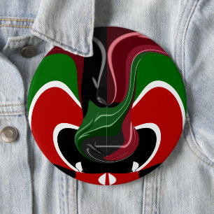 Wirbelnde kenianische Flagge: Eine moderne Motivku Button