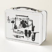 Wirbelnde Musikmitarbeiter und Musikinstrumente Metall Brotdose (Rückseite)