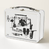 Wirbelnde Musikmitarbeiter und Musikinstrumente Metall Brotdose (Vorderseite)