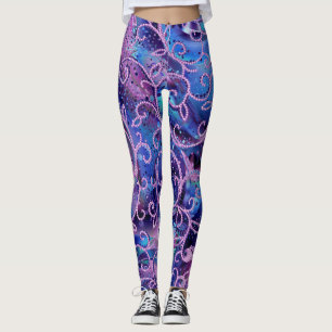 Wirbelnde Muster aus Glasperlenverzierungen Leggings