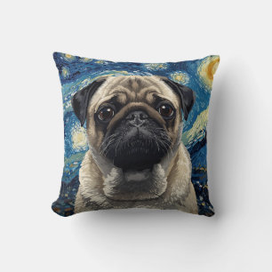 Wirbelnde Nacht-Himmel-Malerei Beige-Pug-Kunst Kissen