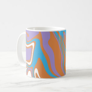 Wirbelnde Orange, Lila, Blau und weiße Fluid-Kunst Kaffeetasse