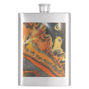 Wirbelnde orangefarbene Steine Flachmann