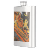 Wirbelnde orangefarbene Steine Flachmann (Links)