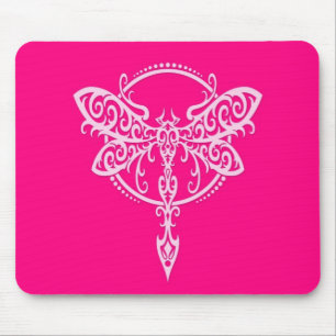 Wirbelnde rosa Libelle Mousepad