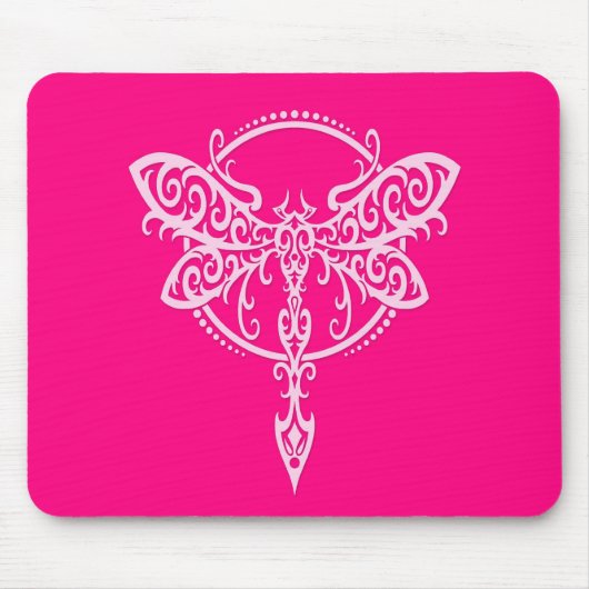 Wirbelnde rosa Libelle Mousepad (Vorne)