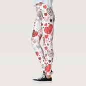 Wirbelnde rote Dekor-Herzmuster Leggings (Links)
