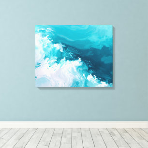 Wirbelnde Türkiswellen Abstrakte Ozeanwellen-Kunst Leinwanddruck
