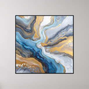"Wirbelnder blauer Goldmarmor – Abstrakte fließend Leinwanddruck