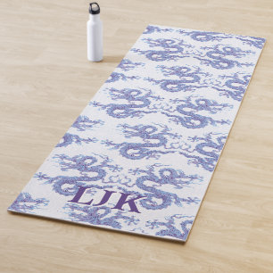 Wirbelnder Drache in Blau und Lila personalisiert Yogamatte