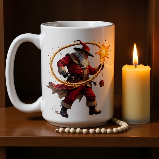 Wirbelnder Lasso Cowboy Santa Kaffeetasse