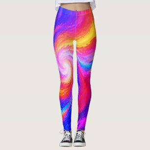 Wirbelnder Regenbogen aus Farben auf maßgeschneide Leggings