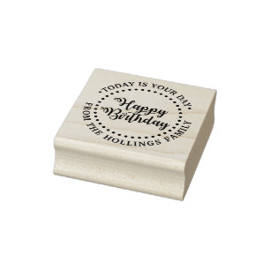 Wirbelnder runder Happy Birthday-Skript-Gruß #1 Gummistempel
