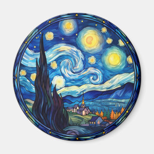 Wirbelnder Sternennacht-inspirierter Kunstdruck Magnet