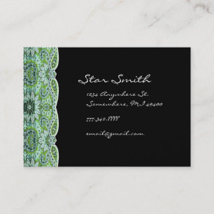 Wirbelndes florales Paisley in Meeresblau und Lime Visitenkarte