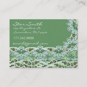 Wirbelndes florales Paisley in Meeresblau und Lime Visitenkarte