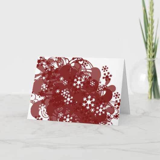Wirbelndes Schnee-Rot Feiertagskarte (Vorderseite)