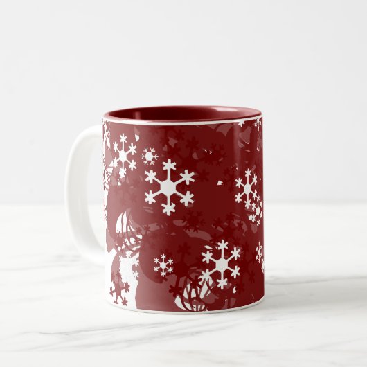 Wirbelndes Schnee-Rot Zweifarbige Tasse (Vorderseite Links)