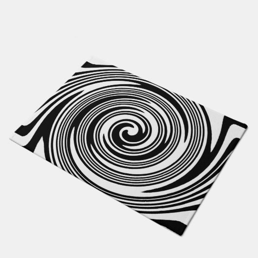 Wirbelndes Schwarzweiss-Muster Fußmatte (Schrägansicht)