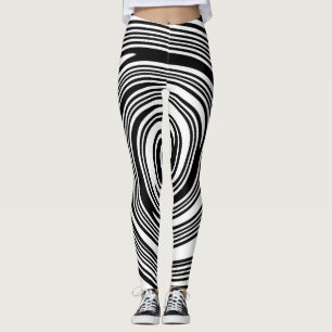 Wirbelndes Schwarzweiss-Muster Leggings