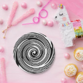 Wirbelndes Schwarzweiss-Muster Pappteller (Party)