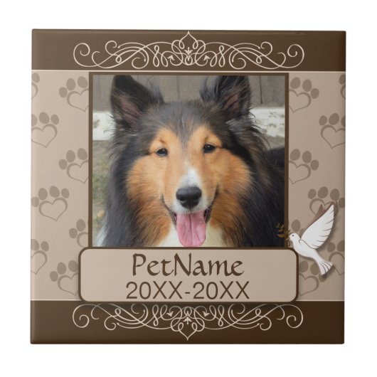 Wirbels-kundenspezifisches Haustier-Beileid Browns Fliese (Vorderseite)