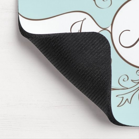Wirbels-Monogramm-Braut-Bräutigam nennt Mousepad (Ecke)