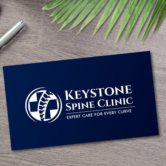 Wirbelsäule und medizinisches Kreuz - blau Visitenkarte