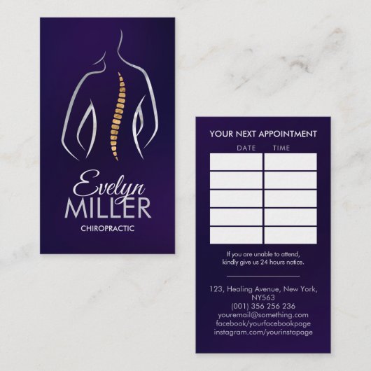 Wirbelsäulengesundheit - Chiropraktik Visitenkarte (Vorne/Hinten)
