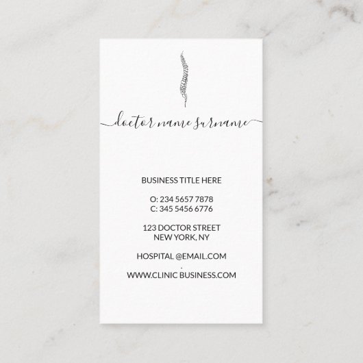 Wirbelschweine - Orthopädie Visitenkarte (Rückseite)