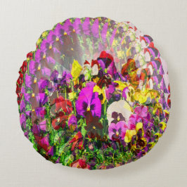 Wirbelwind von Stiefmütterchen.... Rundes Kissen