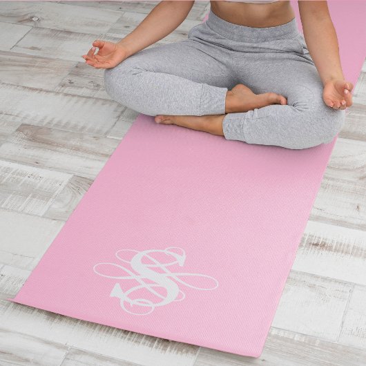 Wirble Anfangsmonogramm Rosa und Weiß Yogamatte