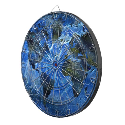 Wirble blaue Arylic Weltkarte Dartscheibe (Vorderseite rechts)