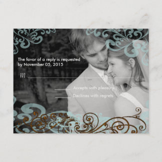 Wirble Blue Brown Ihrer Foto Wedding Reponse Card RSVP Karte
