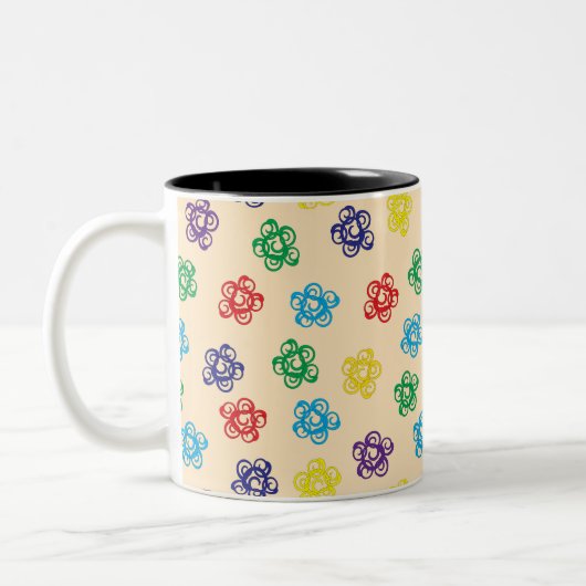 Wirble Blumenkreise Zweifarbige Tasse (Links)