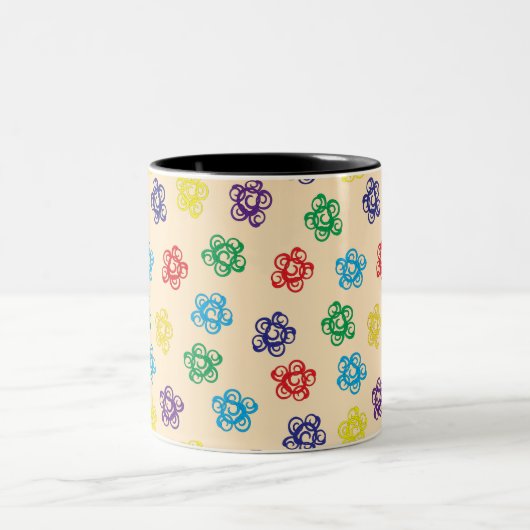 Wirble Blumenkreise Zweifarbige Tasse (Mittel)