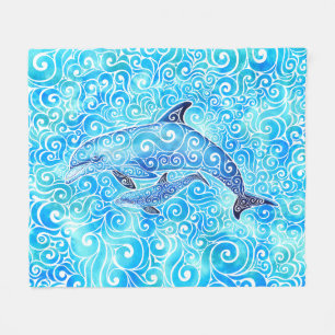 Wirble Dolphin-Familie Fleecedecke