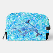 Wirble Dolphin-Familie Waschbeutel (Rückseite)