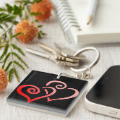 Wirble Doppelherzen Akryllischer Schlüsselanhänger (Vorderseite rechts)